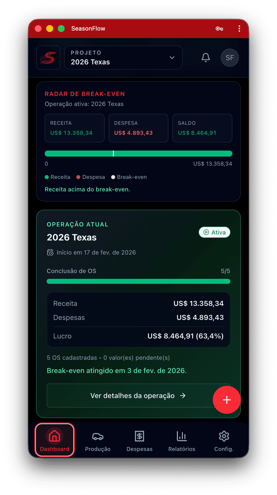 Dashboard SeasonFlow